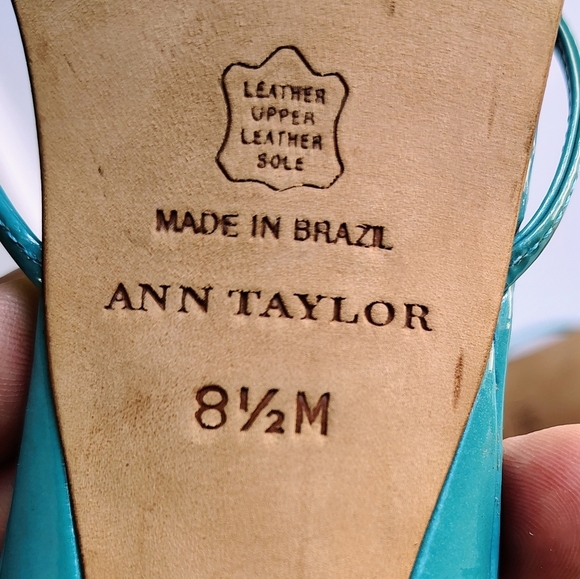 Ann Taylor women's leather strappy stiletto heel sandals,slip-on Turquoise 8.5M, - Picture 17 of 17